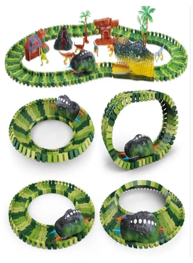 Samtop Dinosaur Train Race Track Set - 183 PCS Flexible Track with Cars, Dinosaur World Road Race Toy for Kids, Boys & Toddlers, Christmas & Birthday Gift - Image 3